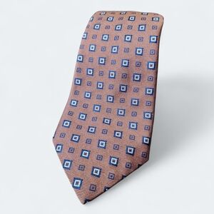 DANIEL CREMIEUX | Standard Rust Brown and Blue Handmade Silk Wool Geometric Tie